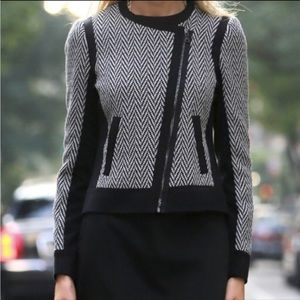 Ann Taylor Knit Houndstooth Moto Jacket